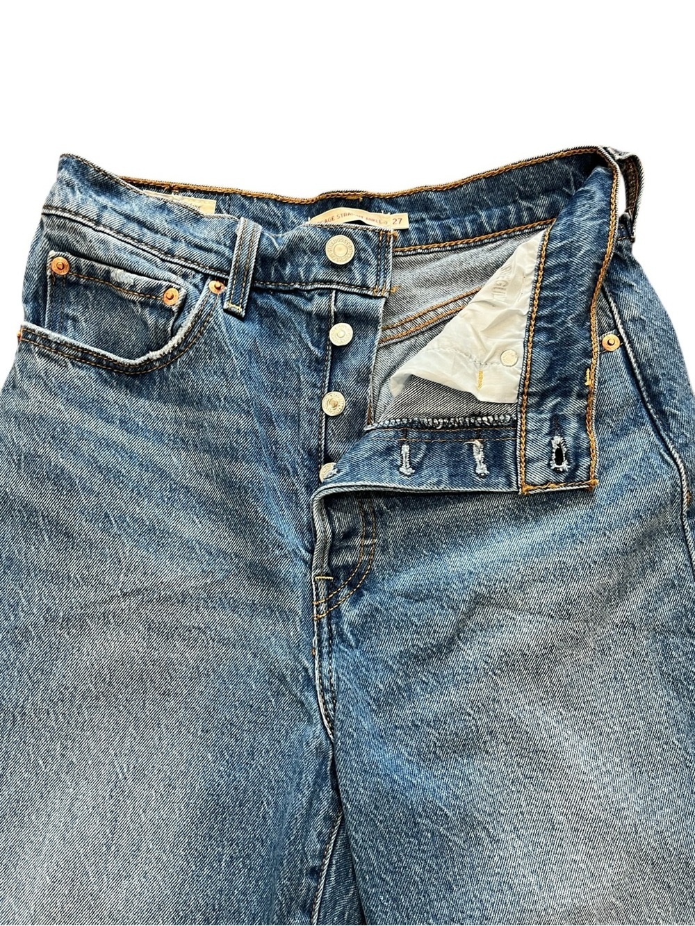 Classic Levi’s button fly ribcage denim jeans 27W 27L - Picture 3 of 8